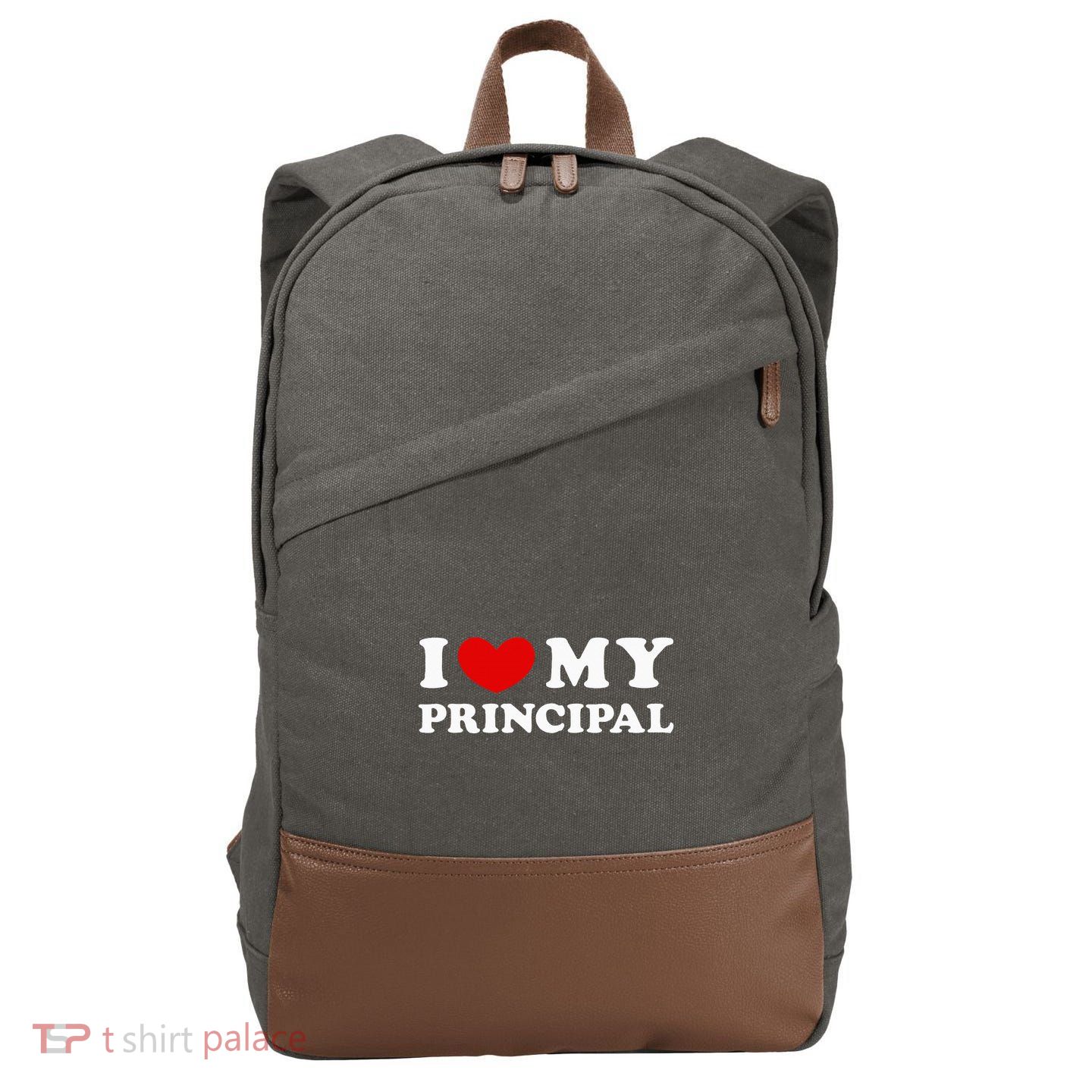 I Love My Principal I Heart My Principal Cotton Canvas Backpack