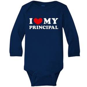 I Love My Principal I Heart My Principal Baby Long Sleeve Bodysuit