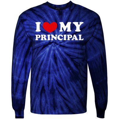 I Love My Principal I Heart My Principal Tie-Dye Long Sleeve Shirt