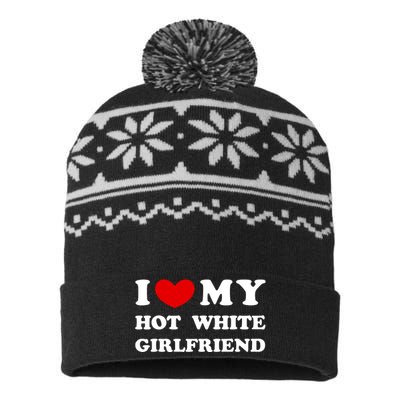 I Love My Hot White Girlfriend I Heart My Hot White Girlfriend USA-Made Snowflake Beanie