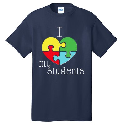 I Love My Students Autism Awareness Puzzle Teacher Tall T-Shirt