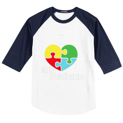 I Love My Students Autism Awareness Puzzle Teacher Baseball Sleeve Shirt