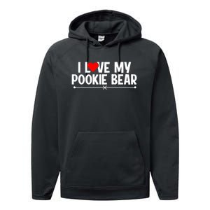 I Love My Pookie Bear ValentineS Day Performance Fleece Hoodie