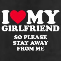 I Love My Girlfriend So Please Stay Away From Me Funny 7 Panel Mesh Trucker Snapback Hat