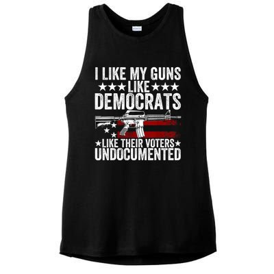 I Like My Guns Like Democrats Like Their Voters Undocumented Ladies PosiCharge Tri-Blend Wicking Tank