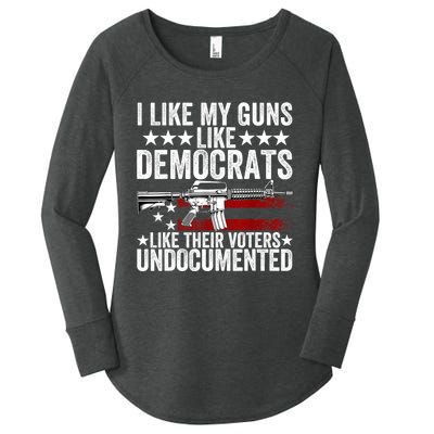 I Like My Guns Like Democrats Like Their Voters Undocumented Women's Perfect Tri Tunic Long Sleeve Shirt