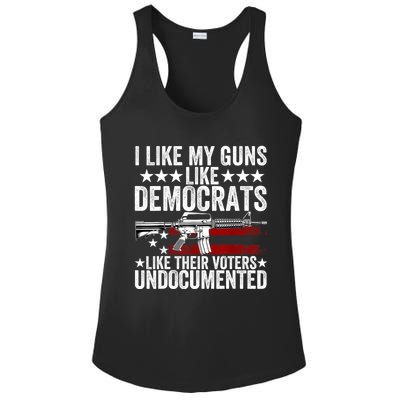 I Like My Guns Like Democrats Like Their Voters Undocumented Ladies PosiCharge Competitor Racerback Tank