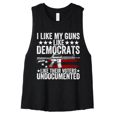 I Like My Guns Like Democrats Like Their Voters Undocumented Women's Racerback Cropped Tank