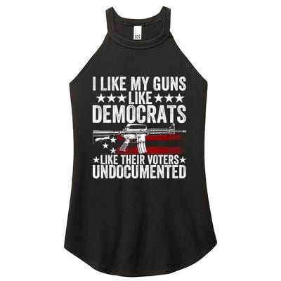 I Like My Guns Like Democrats Like Their Voters Undocumented Women's Perfect Tri Rocker Tank