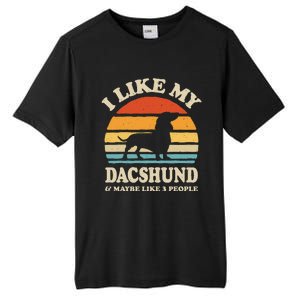 I Like My Dachshund And Maybe Like 3 People Dog Lover Retro Tall Fusion ChromaSoft Performance T-Shirt