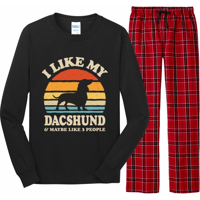 I Like My Dachshund And Maybe Like 3 People Dog Lover Retro Long Sleeve Pajama Set