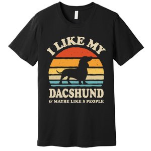 I Like My Dachshund And Maybe Like 3 People Dog Lover Retro Premium T-Shirt