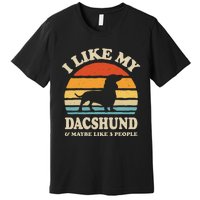 I Like My Dachshund And Maybe Like 3 People Dog Lover Retro Premium T-Shirt