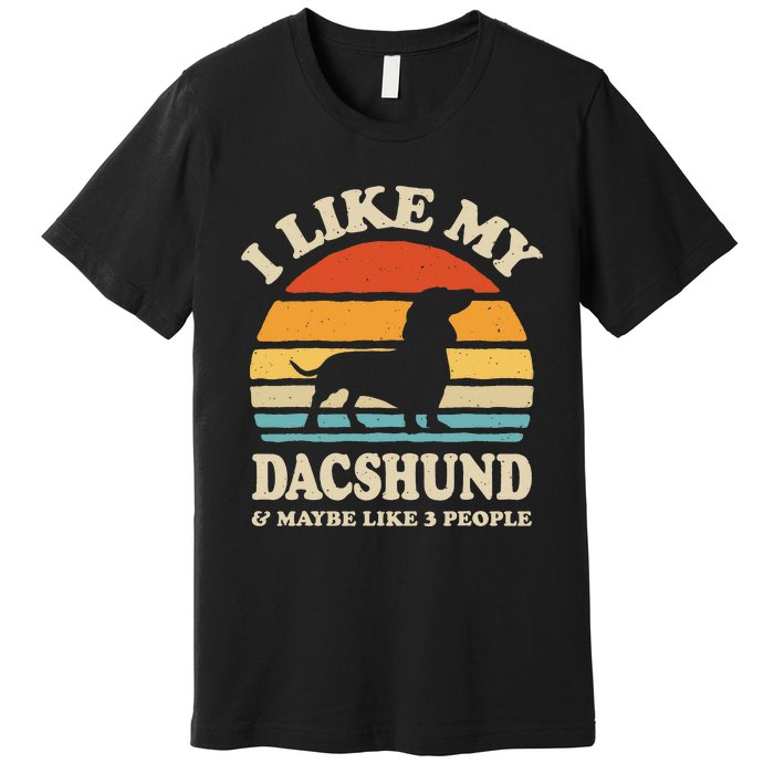 I Like My Dachshund And Maybe Like 3 People Dog Lover Retro Premium T-Shirt