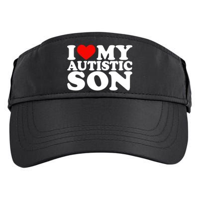 I Love My Autistic Son Gift I Heart My Son With Autism Mom Gift Adult Drive Performance Visor