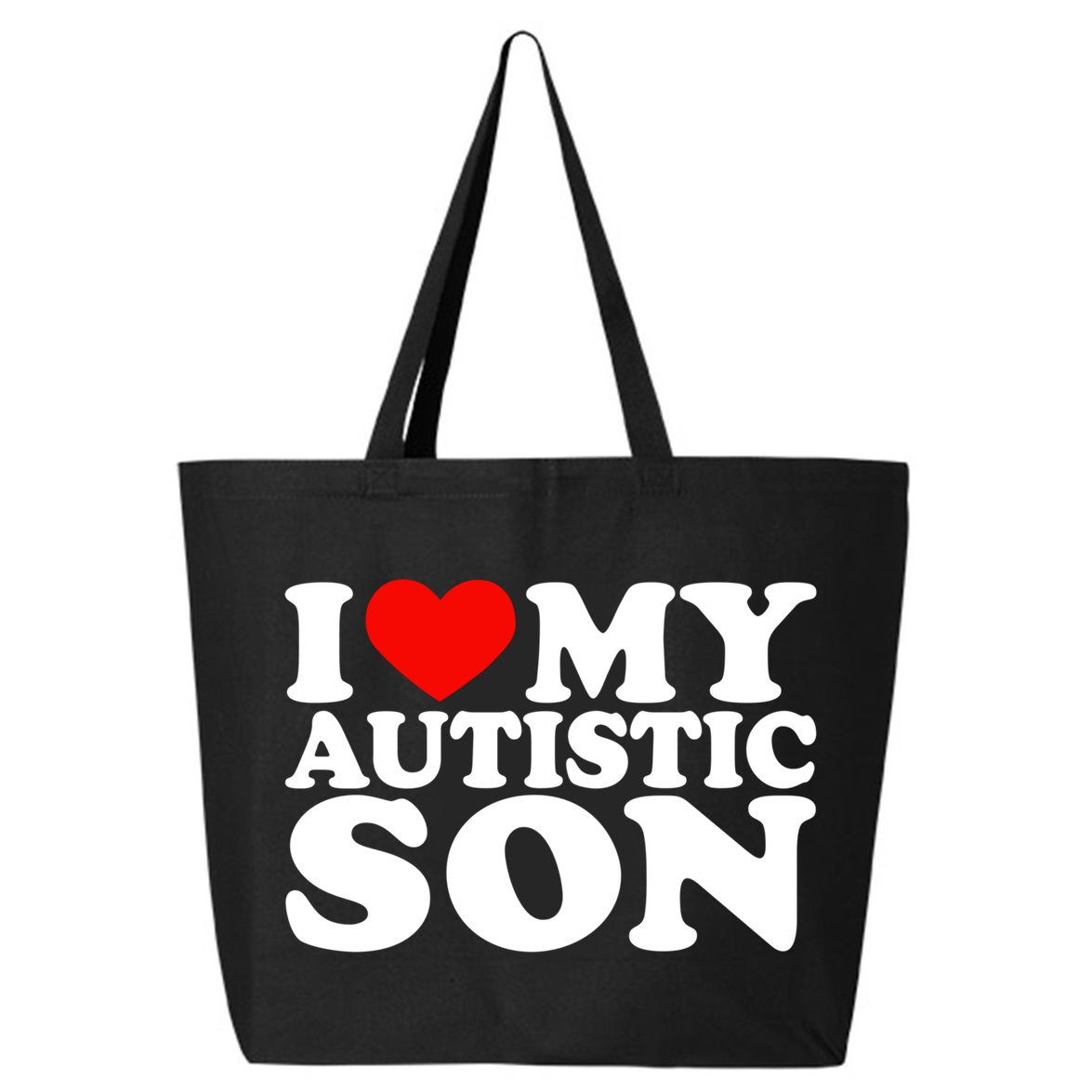 I Love My Autistic Son Gift I Heart My Son With Autism Mom Gift 25L Jumbo Tote