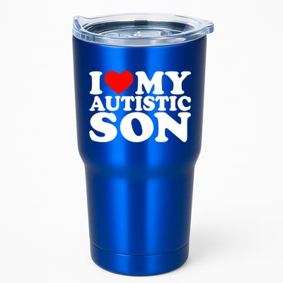 I Love My Autistic Son Gift I Heart My Son With Autism Mom Gift Tumbler