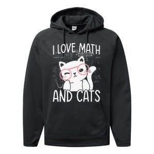 I Love Math And Cats Performance Fleece Hoodie