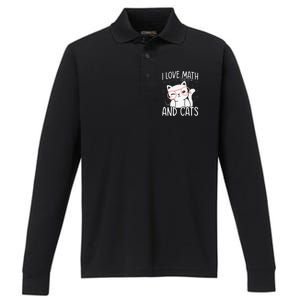 I Love Math And Cats Performance Long Sleeve Polo