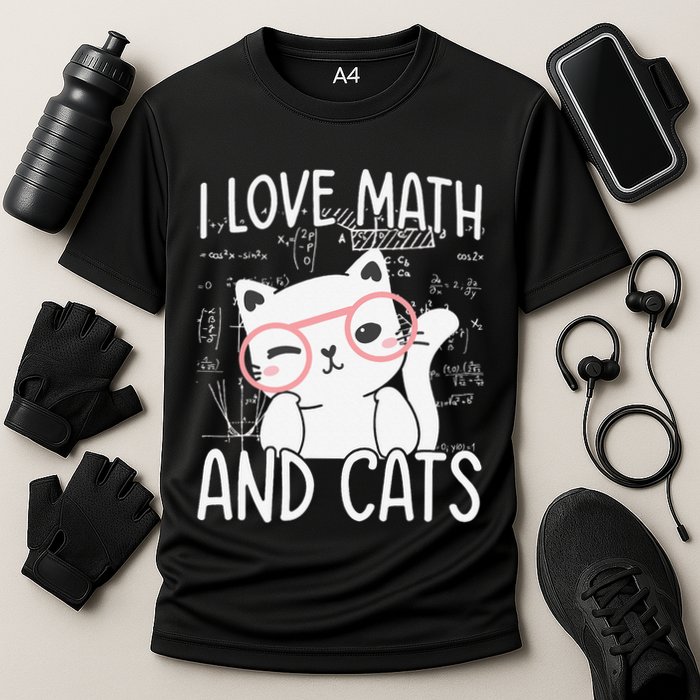 I Love Math And Cats Cooling Performance Crew T-Shirt