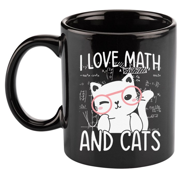 I Love Math And Cats 11oz C Handle Ceramic Mug