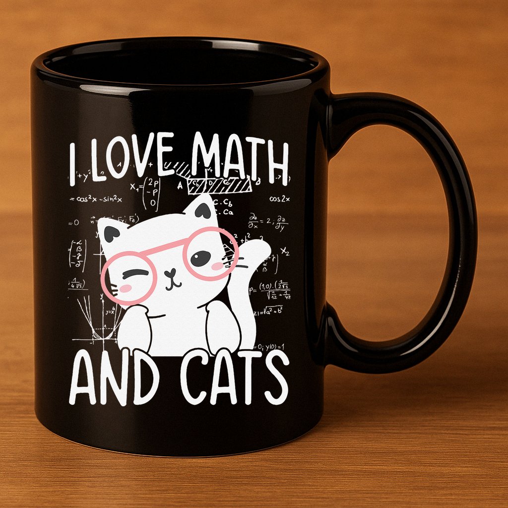 I Love Math And Cats 11oz C Handle Ceramic Mug