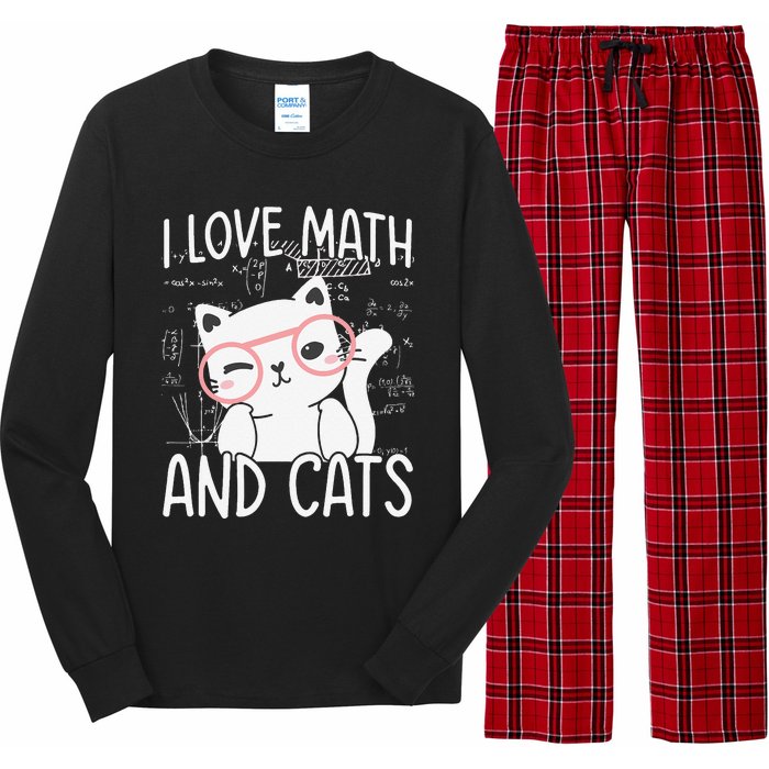 I Love Math And Cats Long Sleeve Pajama Set