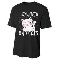 I Love Math And Cats Performance Sprint T-Shirt