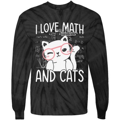 I Love Math And Cats Tie-Dye Long Sleeve Shirt