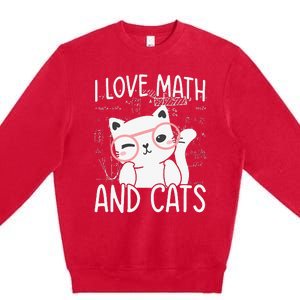 I Love Math And Cats Premium Crewneck Sweatshirt