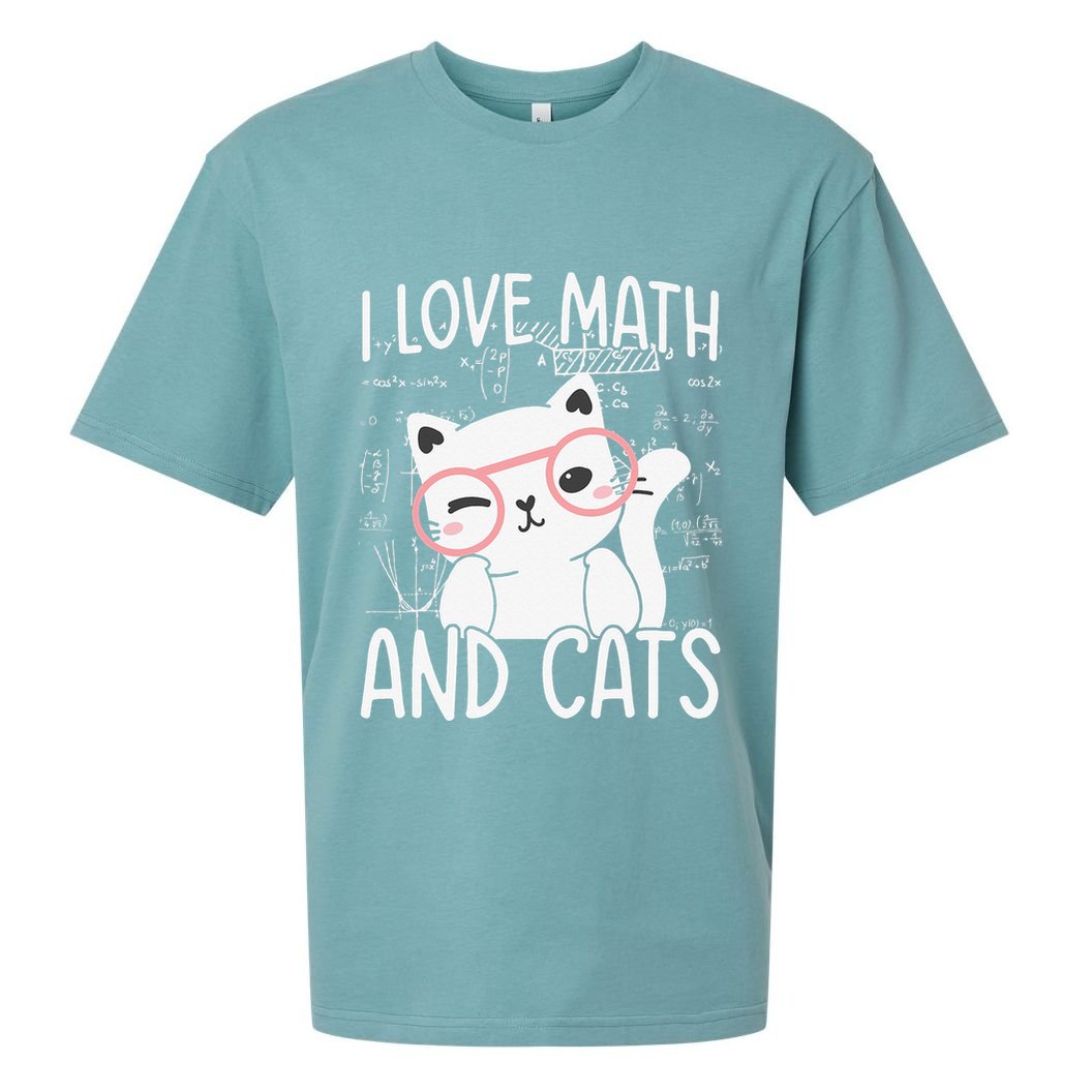 I Love Math And Cats Sueded Cloud Jersey T-Shirt