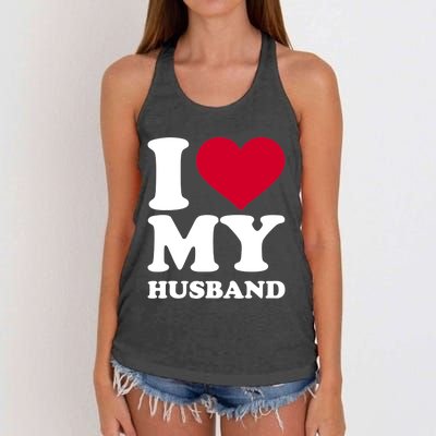 I Love My Husband TShirt Women's Knotted Racerback Tank