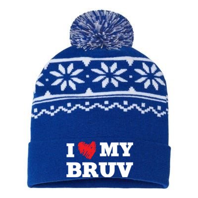 I Love My Bruv Favorite Family Member Valentines Brother Gift USA-Made Snowflake Beanie