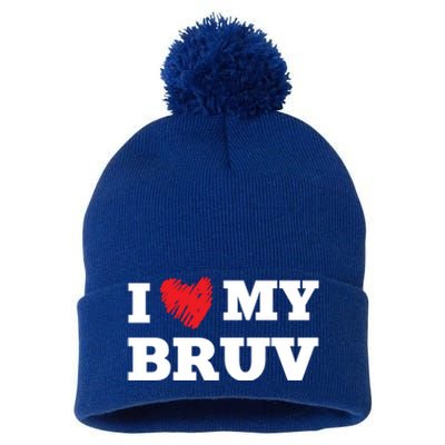 I Love My Bruv Favorite Family Member Valentines Brother Gift Pom Pom 12in Knit Beanie