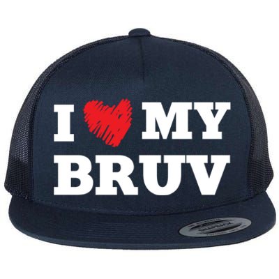 I Love My Bruv Favorite Family Member Valentines Brother Gift Flat Bill Trucker Hat