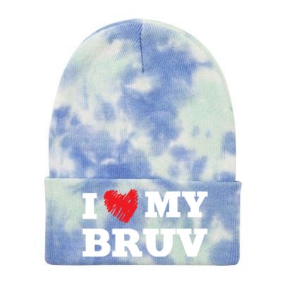 I Love My Bruv Favorite Family Member Valentines Brother Gift Tie Dye 12in Knit Beanie