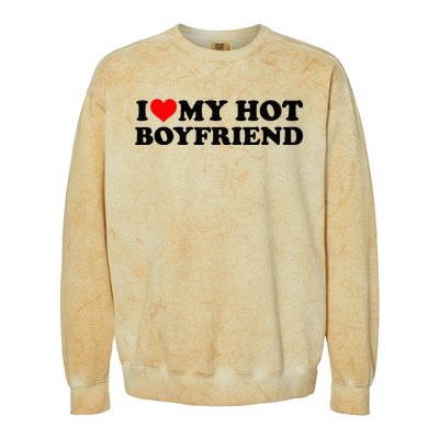 I Love My Hot Boyfriend BF I Heart My Hot Boyfriend White Colorblast Crewneck Sweatshirt