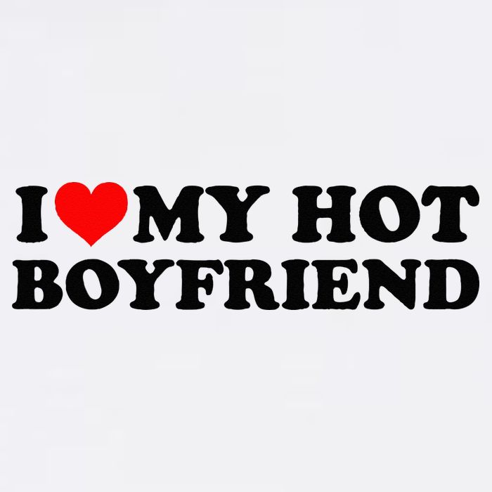 I Love My Hot Boyfriend BF I Heart My Hot Boyfriend White V-Neck T-Shirt
