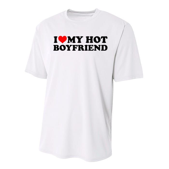 I Love My Hot Boyfriend BF I Heart My Hot Boyfriend White Performance Sprint T-Shirt