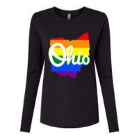 I Love My Ohio Home Script Ohio Pride Flag Womens Cotton Relaxed Long Sleeve T-Shirt