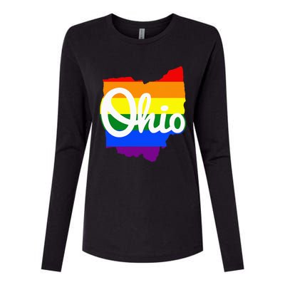 I Love My Ohio Home Script Ohio Pride Flag Womens Cotton Relaxed Long Sleeve T-Shirt