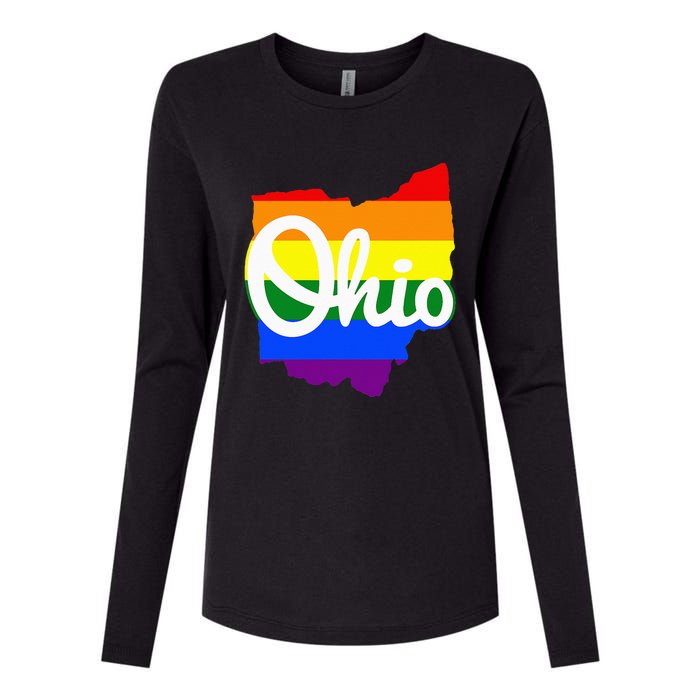 I Love My Ohio Home Script Ohio Pride Flag Womens Cotton Relaxed Long Sleeve T-Shirt