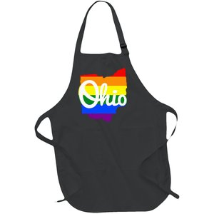 I Love My Ohio Home Script Ohio Pride Flag Full-Length Apron With Pockets