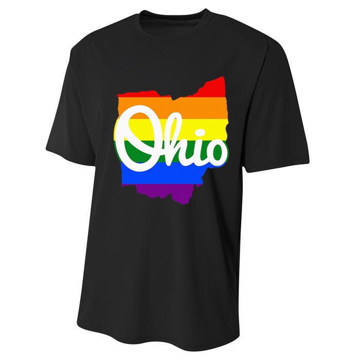 I Love My Ohio Home Script Ohio Pride Flag Performance Sprint T-Shirt