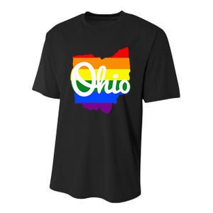 I Love My Ohio Home Script Ohio Pride Flag Youth Performance Sprint T-Shirt