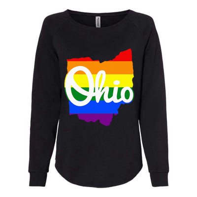 I Love My Ohio Home Script Ohio Pride Flag Womens California Wash Sweatshirt