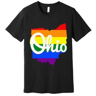 I Love My Ohio Home Script Ohio Pride Flag Premium T-Shirt