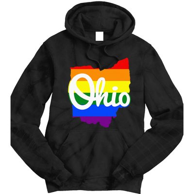 I Love My Ohio Home Script Ohio Pride Flag Tie Dye Hoodie