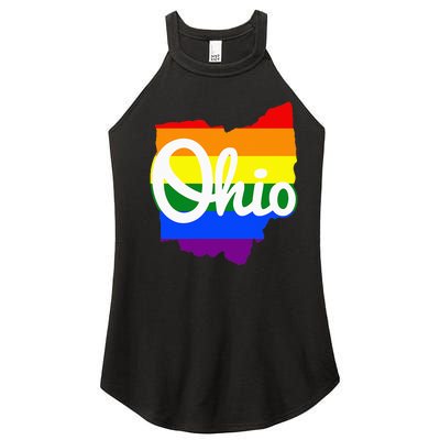 I Love My Ohio Home Script Ohio Pride Flag Women's Perfect Tri Rocker Tank