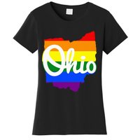 I Love My Ohio Home Script Ohio Pride Flag Women's T-Shirt